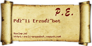 Péli Erzsébet névjegykártya