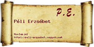 Péli Erzsébet névjegykártya